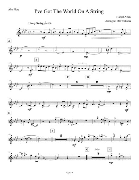 Free Sheet Music I Ve Got The World On A String Alto Flute