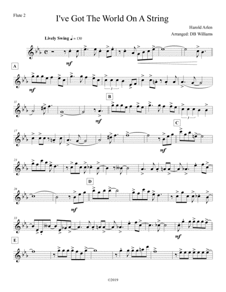 Free Sheet Music I Ve Got The World On A String Flute 2