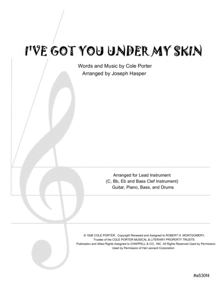 I Ve Got You Under My Skin Basic Jazz Combo Sheet Music