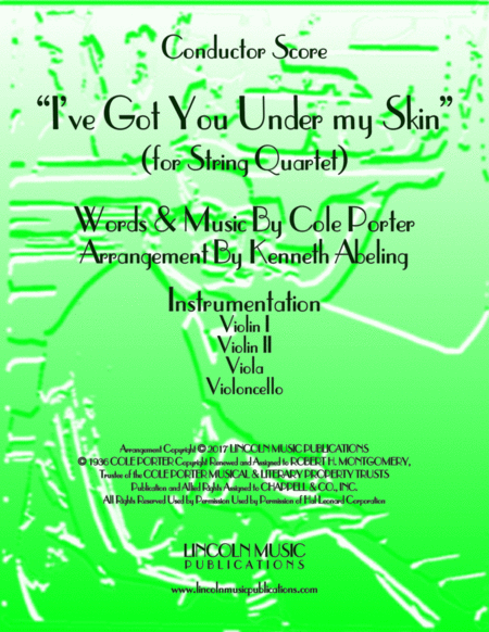 I Ve Got You Under My Skin For String Quartet Sheet Music