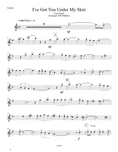 I Ve Got You Under My Skin Violin 1 Sheet Music