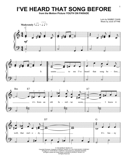 I Ve Heard That Song Before Sheet Music