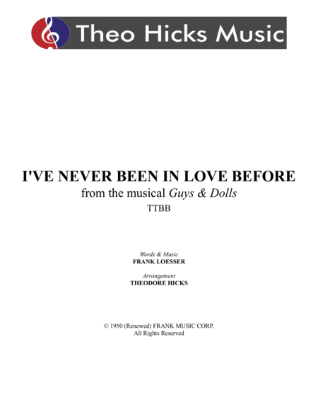 I Ve Never Been In Love Before From Guys And Dolls Sheet Music