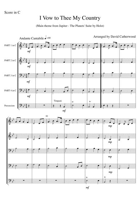 I Vow To Thee My Country The Main Theme From Jupiter The Planets By Holst Arranged For Flexible Ensemble By David Catherwood Sheet Music