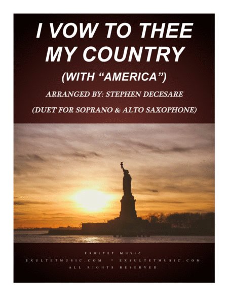 Free Sheet Music I Vow To Thee My Country With America Duet For Soprano Alto Saxophone