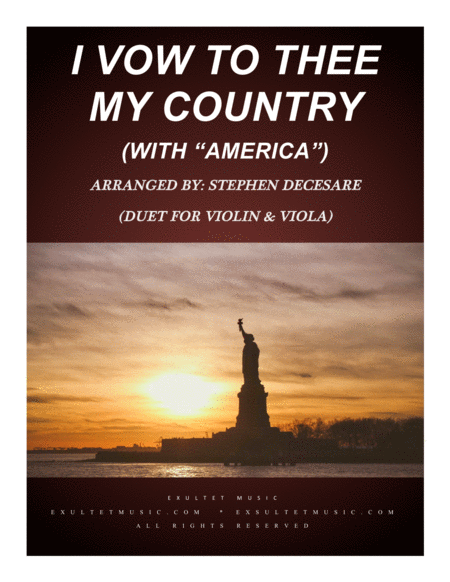 Free Sheet Music I Vow To Thee My Country With America Duet For Violin And Viola