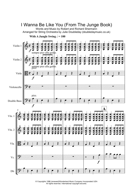I Wanna Be Like You For String Orchestra Score And Parts Sheet Music