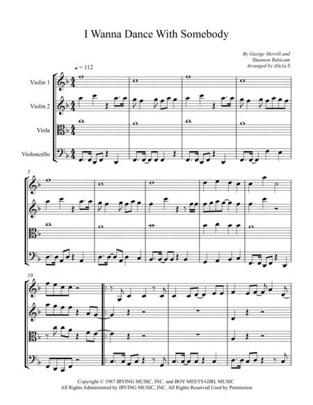 I Wanna Dance With Somebody String Quartet Sheet Music