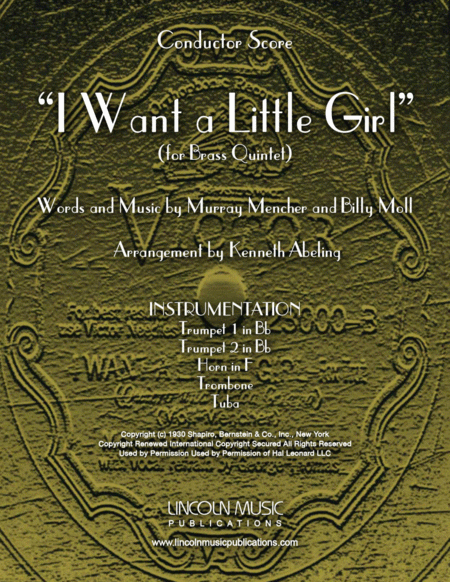 Free Sheet Music I Want A Little Girl For Brass Quintet