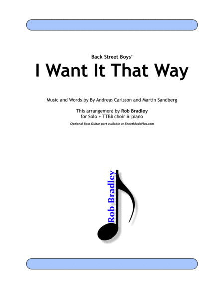 I Want It That Way Ttbb Sheet Music