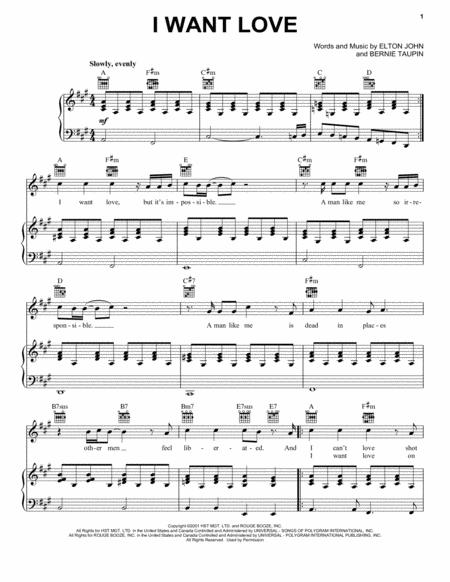 I Want Love Sheet Music