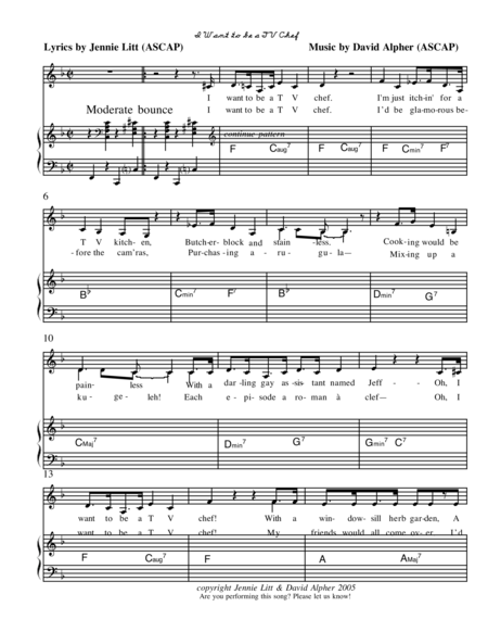Free Sheet Music I Want To Be A Tv Chef