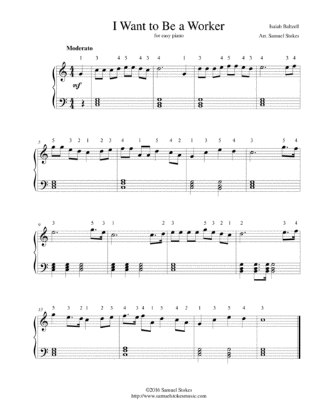 I Want To Be A Worker For Easy Piano Sheet Music