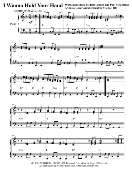 I Want To Hold Your Hand A Classiccover Arrangement By Michael Bb From Gateway Editions Sheet Music