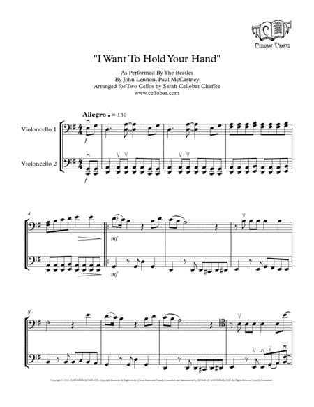 Free Sheet Music I Want To Hold Your Hand Cello Duet Beatles Arr Cellobat