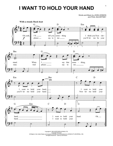 I Want To Hold Your Hand From Yesterday Sheet Music