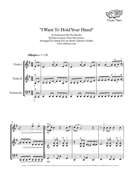 I Want To Hold Your Hand String Trio 2 Violins Cello Beatles Arr Cellobat Sheet Music