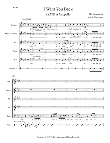 I Want You Back Ssatb Acappella Sheet Music