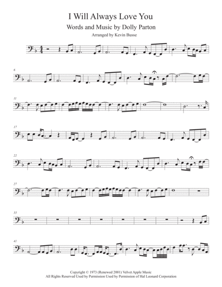 I Will Always Love You Bassoon Sheet Music