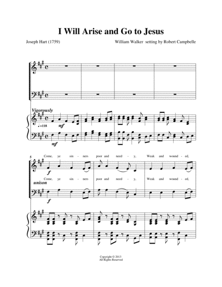 I Will Arise And Go To Jesus Sheet Music