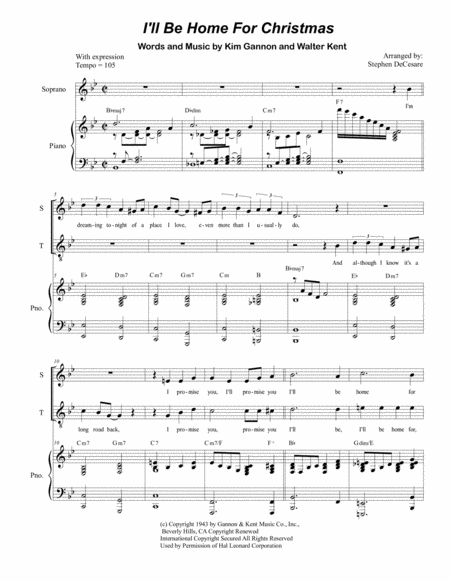 I Will Be Home For Christmas Duet For Soprano And Tenor Solo Sheet Music