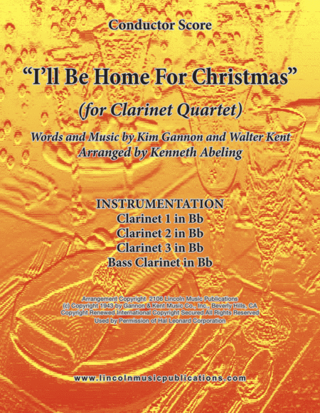 I Will Be Home For Christmas For Clarinet Quartet Sheet Music