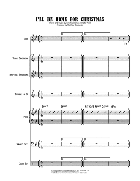 Free Sheet Music I Will Be Home For Christmas For Jazz Sextet And Vocalist