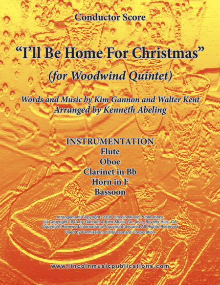 Free Sheet Music I Will Be Home For Christmas For Woodwind Quintet