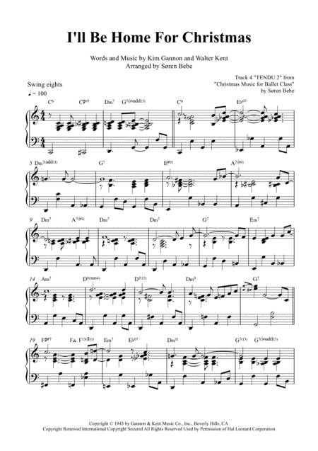 Free Sheet Music I Will Be Home For Christmas Solo Jazz Piano