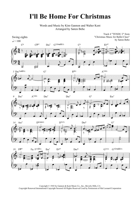 I Will Be Home For Christmas Solo Jazz Piano Sheet Music