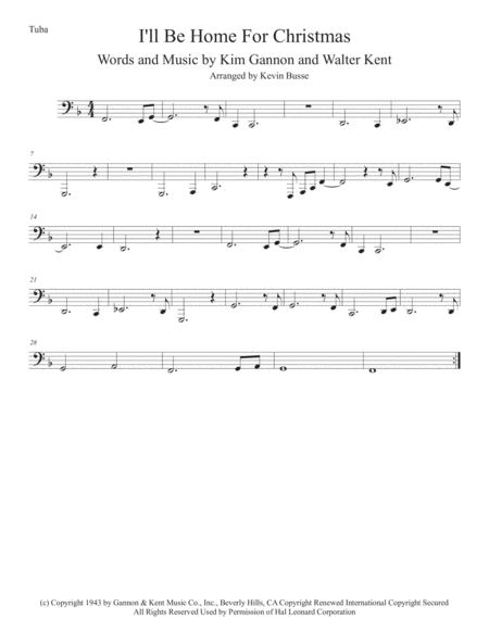 I Will Be Home For Christmas Tuba Sheet Music