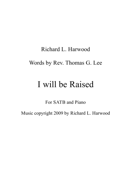 Free Sheet Music I Will Be Raised