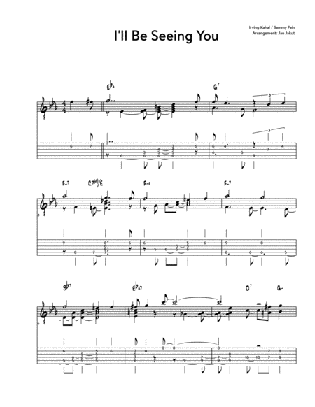 Free Sheet Music I Will Be Seeing You Chord Melody Guitar