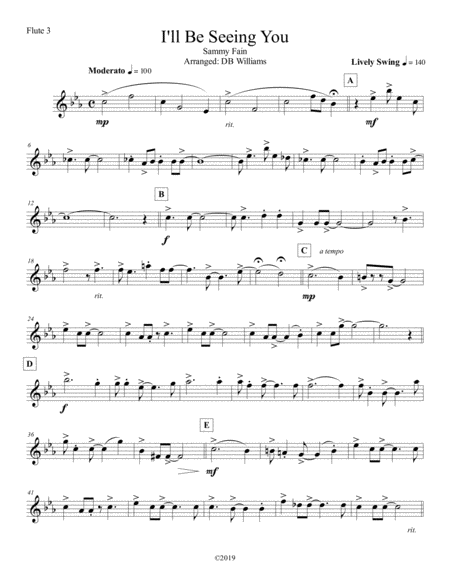 Free Sheet Music I Will Be Seeing You Flute 3