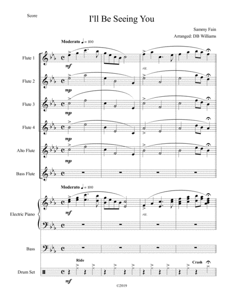 Free Sheet Music I Will Be Seeing You Flute Choir
