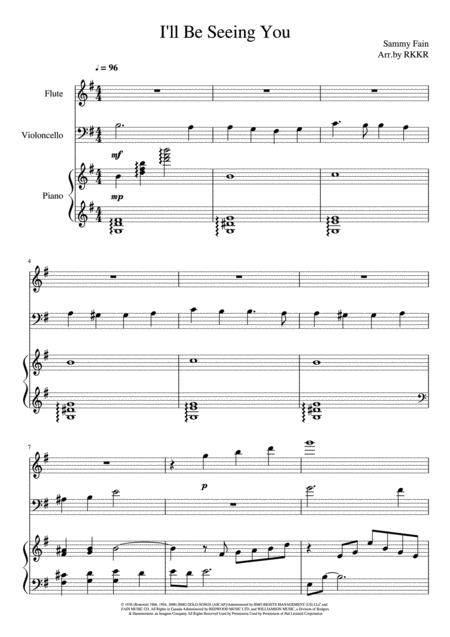 I Will Be Seeing You Trio Sheet Music