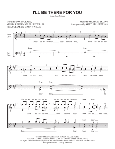 Free Sheet Music I Will Be There For You From Friends