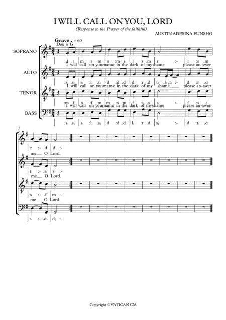 I Will Call On Your Name O Lord Sheet Music