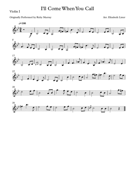 Free Sheet Music I Will Come When You Call