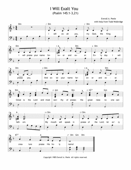 I Will Exalt You Psalm 145 Sheet Music