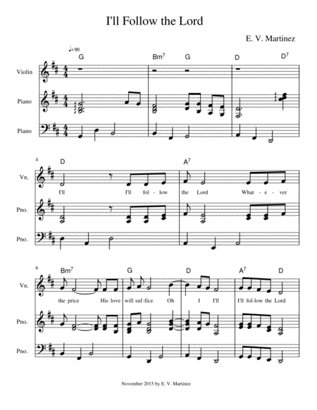 Free Sheet Music I Will Follow The Lord