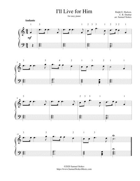 Free Sheet Music I Will Live For Him For Easy Piano