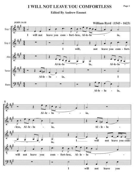 I Will Not Leave You Comfortless Sheet Music