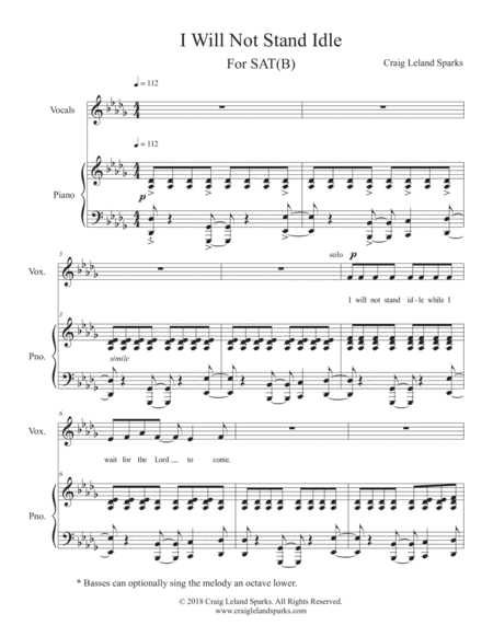 Free Sheet Music I Will Not Stand Idle Sat Optional B