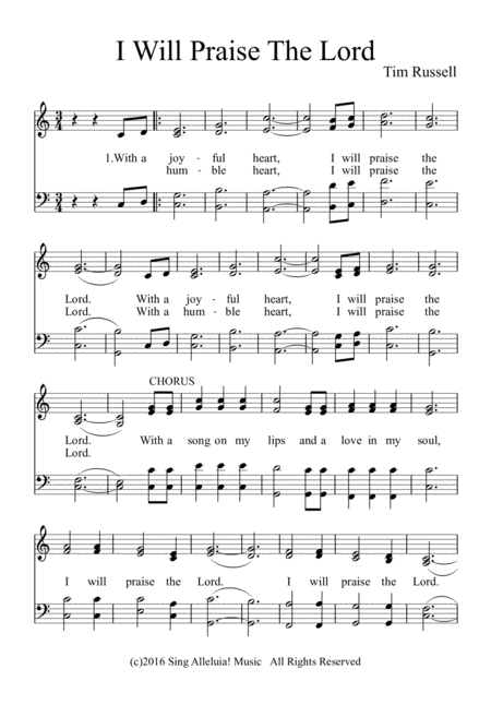 Free Sheet Music I Will Praise The Lord