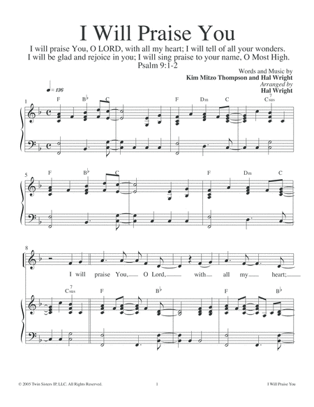 I Will Praise You Sheet Music