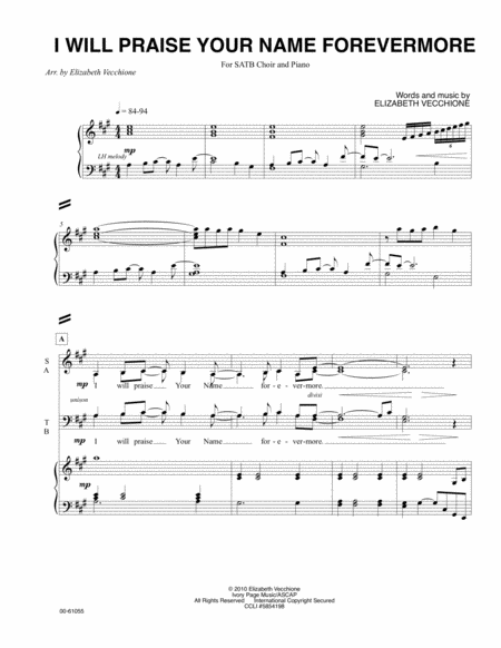 I Will Praise Your Name Forevermore Satb Score Sheet Music