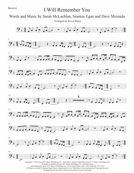 I Will Remember You Bassoon Sheet Music