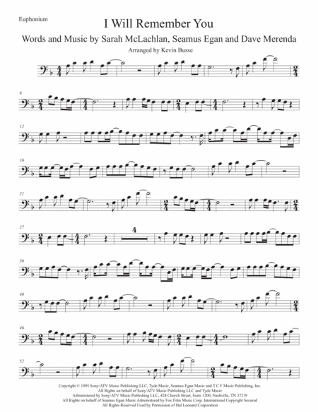 I Will Remember You Euphonium Sheet Music