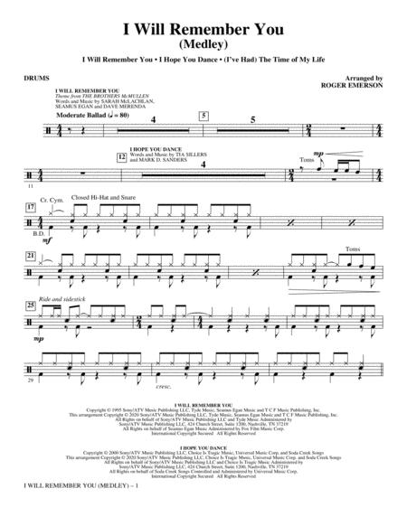 I Will Remember You Medley Drums Sheet Music